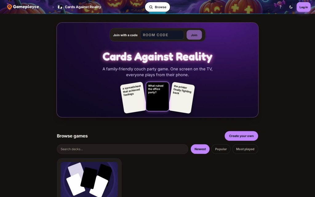 Cards Against Reality on gameplayce.io