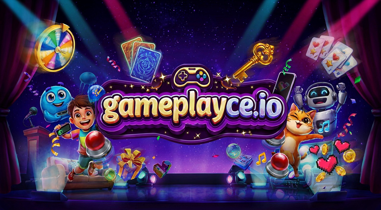 gameplayce.io key art with the cast of characters
